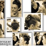 A collage of vintage hairstyle photos featuring intricate updos and classic looks.