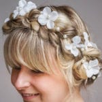 Crown braid updo wedding hairstyle