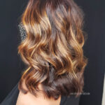 Copper Caramel balayage on mahogany hair color