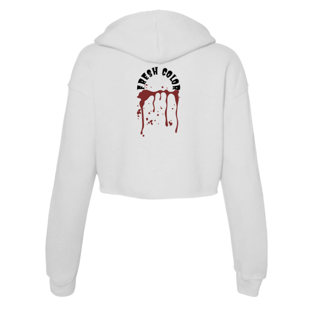 Hairstylist Halloween Women's White Crop Hoodie