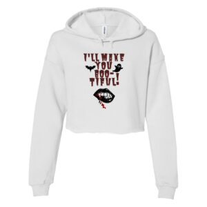 Hairstylist Halloween Women's White Crop Hoodie