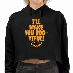 Halloween Hair Stylist Women's Black Crop Hoodie