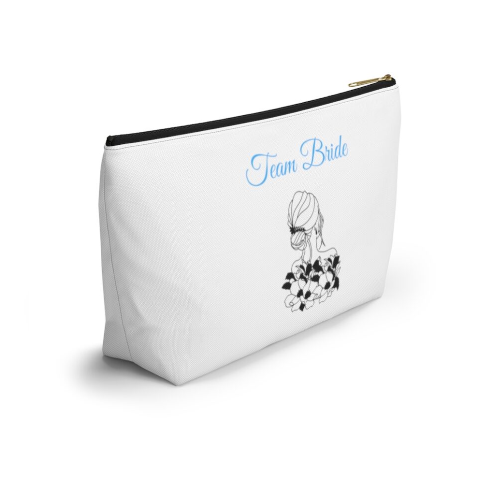 A white bag with a picture of a woman and flowers.