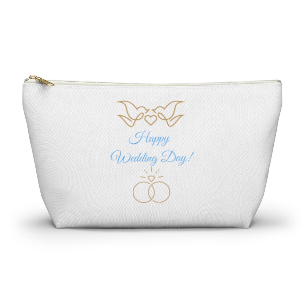 A white bag with the words happy wedding day written on it.