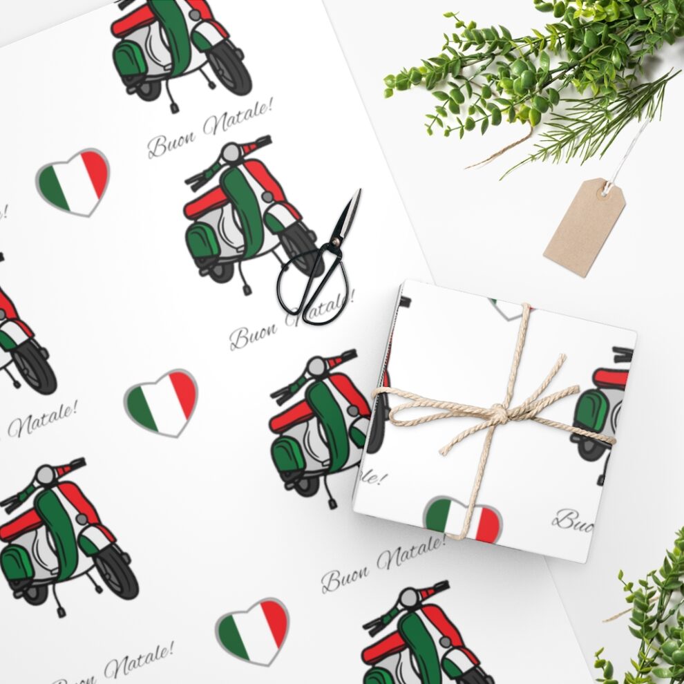 Italian Vespa Christmas Wrapping Paper