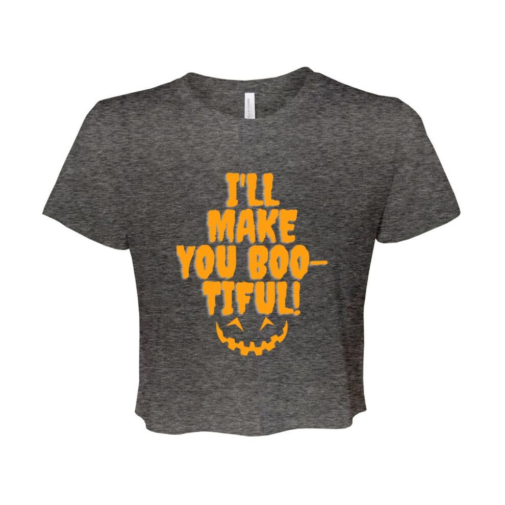 Halloween Boo-Tiful Crop Gray Tee