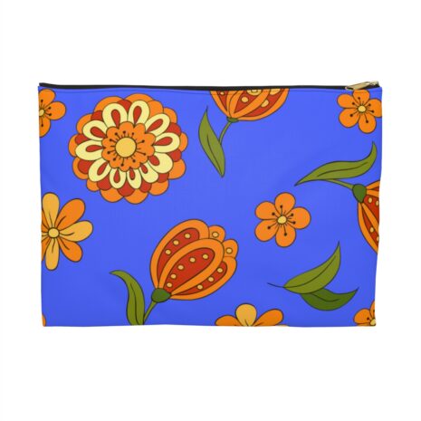 Orange Floral Accessory Pouch