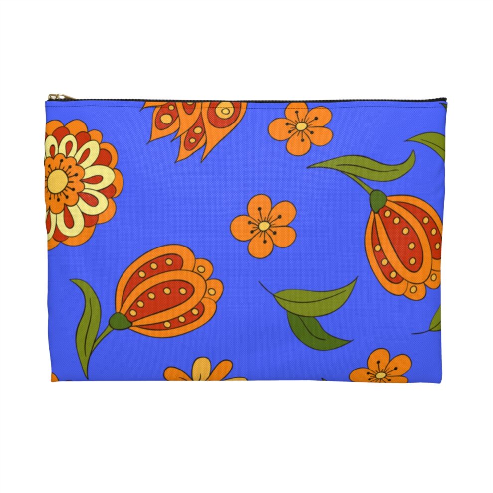 Orange Floral Accessory Pouch
