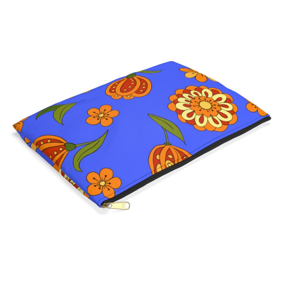 Orange Floral Accessory Pouch