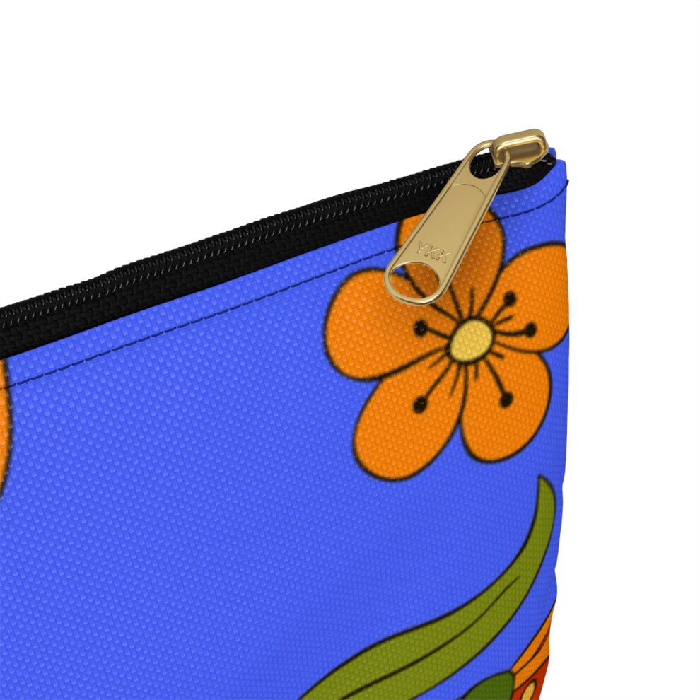 Orange Floral Accessory Pouch