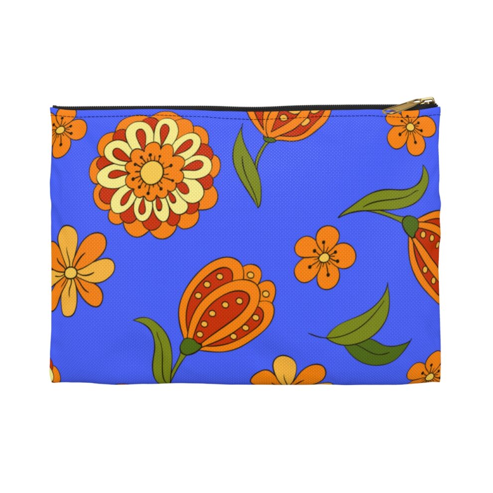 Orange Floral Accessory Pouch