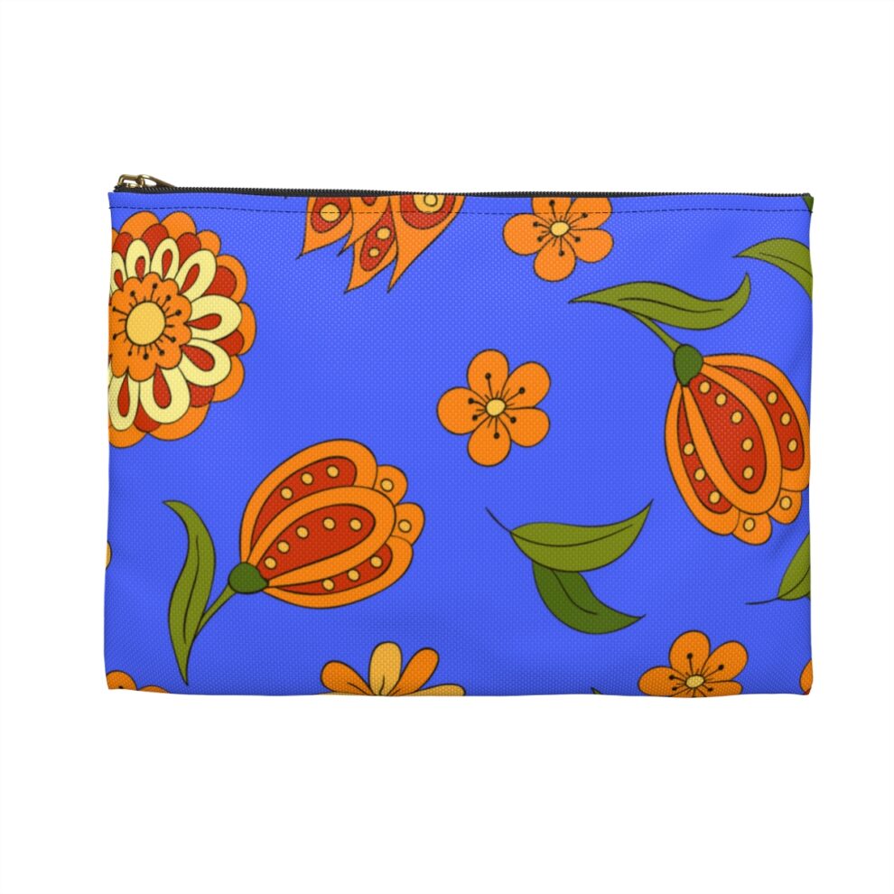 Orange Floral Accessory Pouch