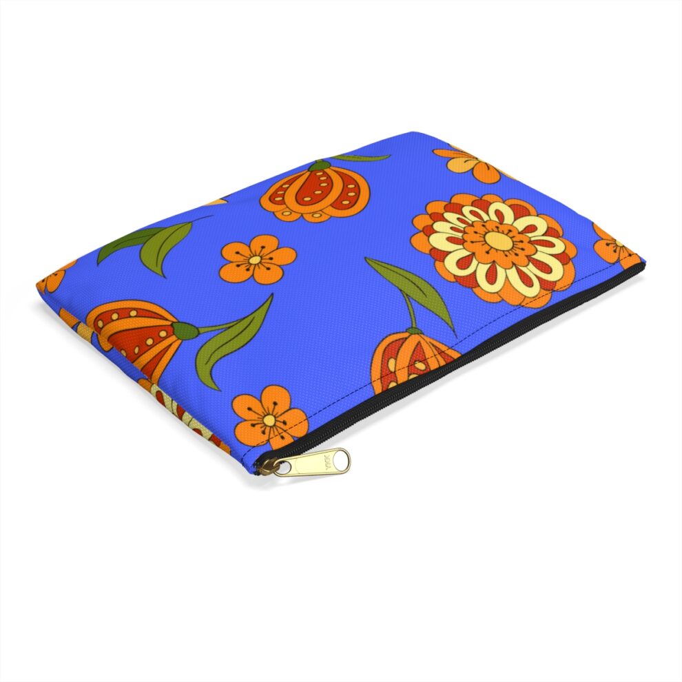 Orange Floral Accessory Pouch
