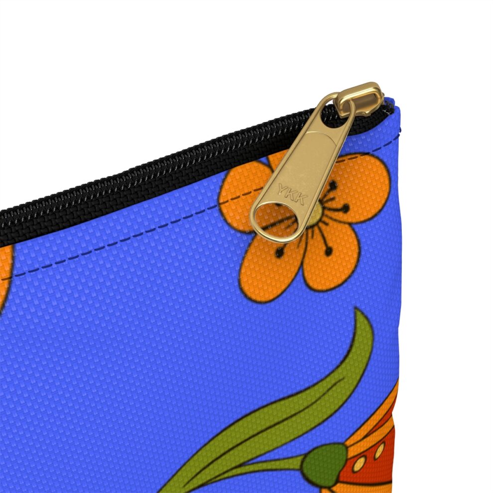 Orange Floral Accessory Pouch