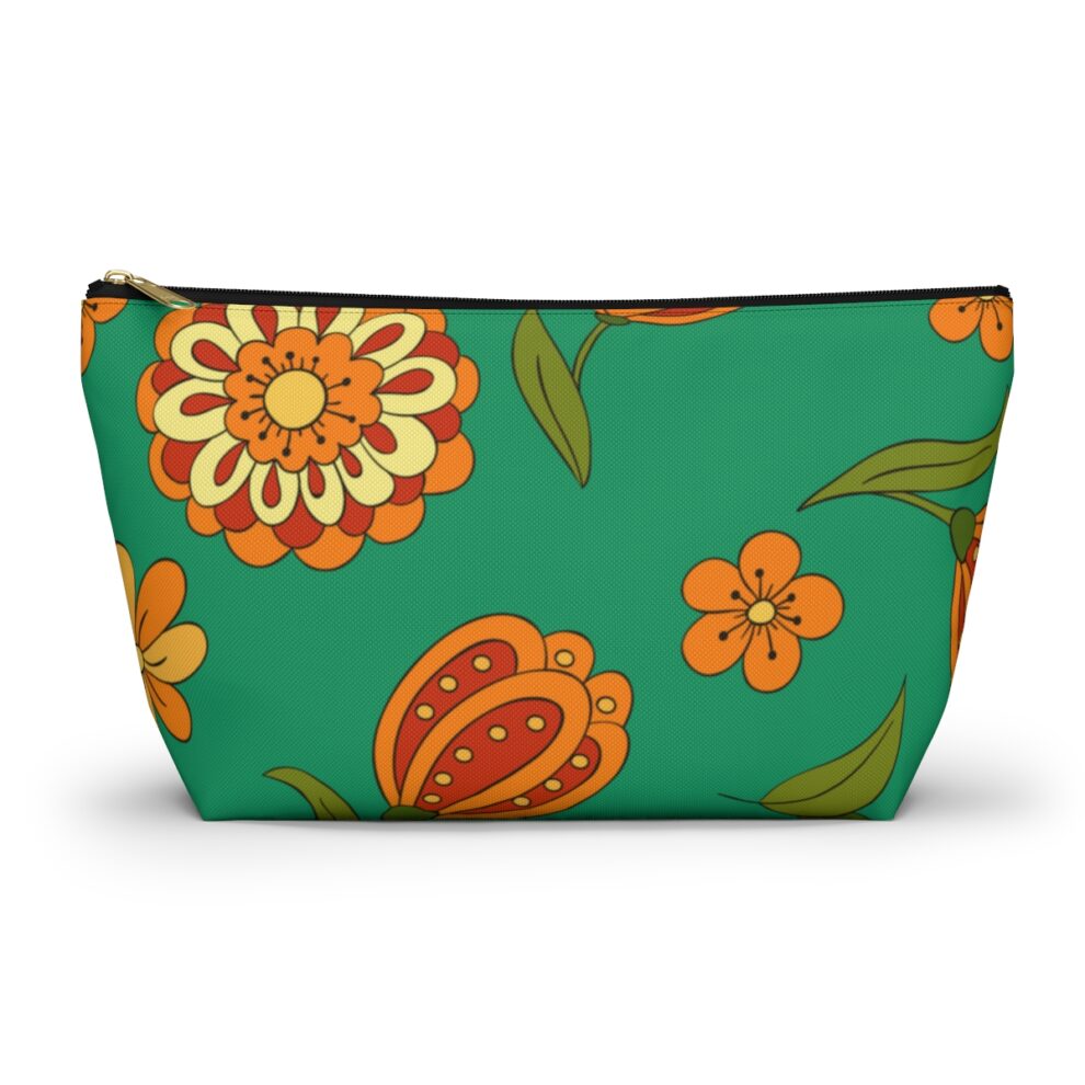 Orange Floral Boho Pouch w T-bottom