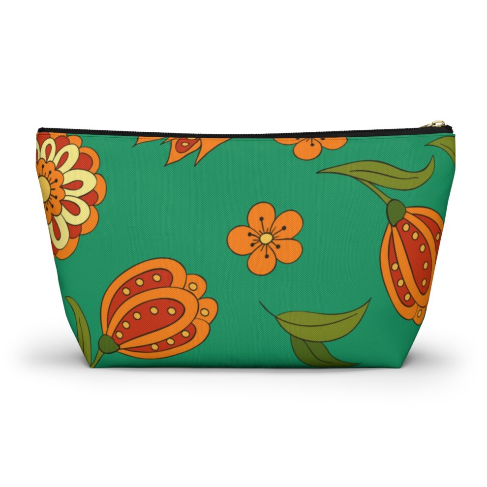 Orange Floral Boho Pouch w T-bottom