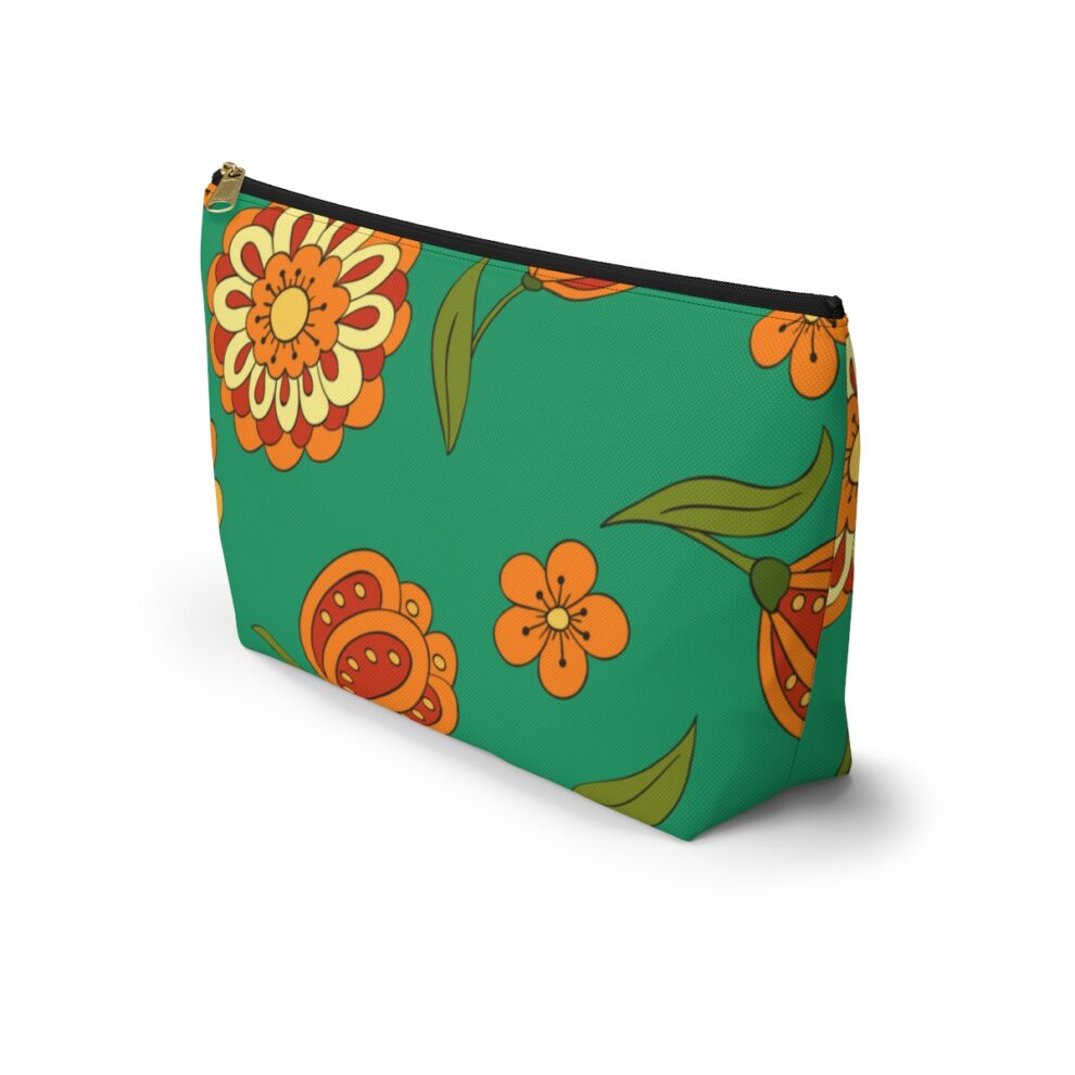 Orange Floral Boho Pouch w T-bottom
