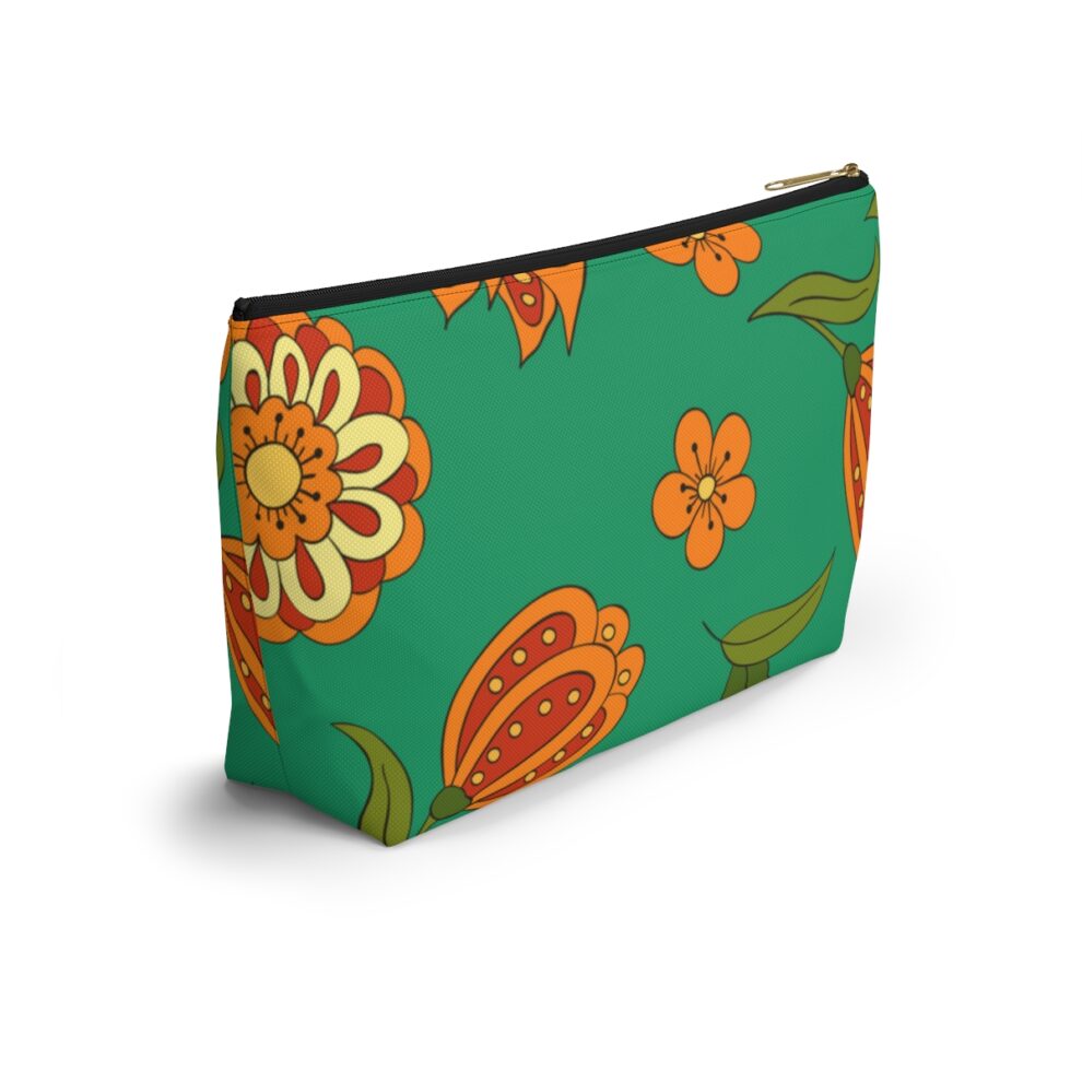 Orange Floral Boho Pouch w T-bottom