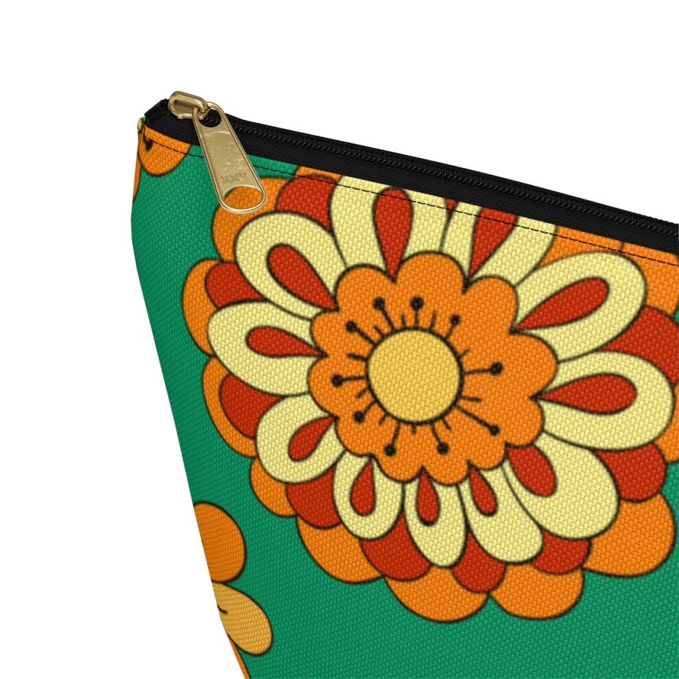 Orange Floral Boho Pouch w T-bottom
