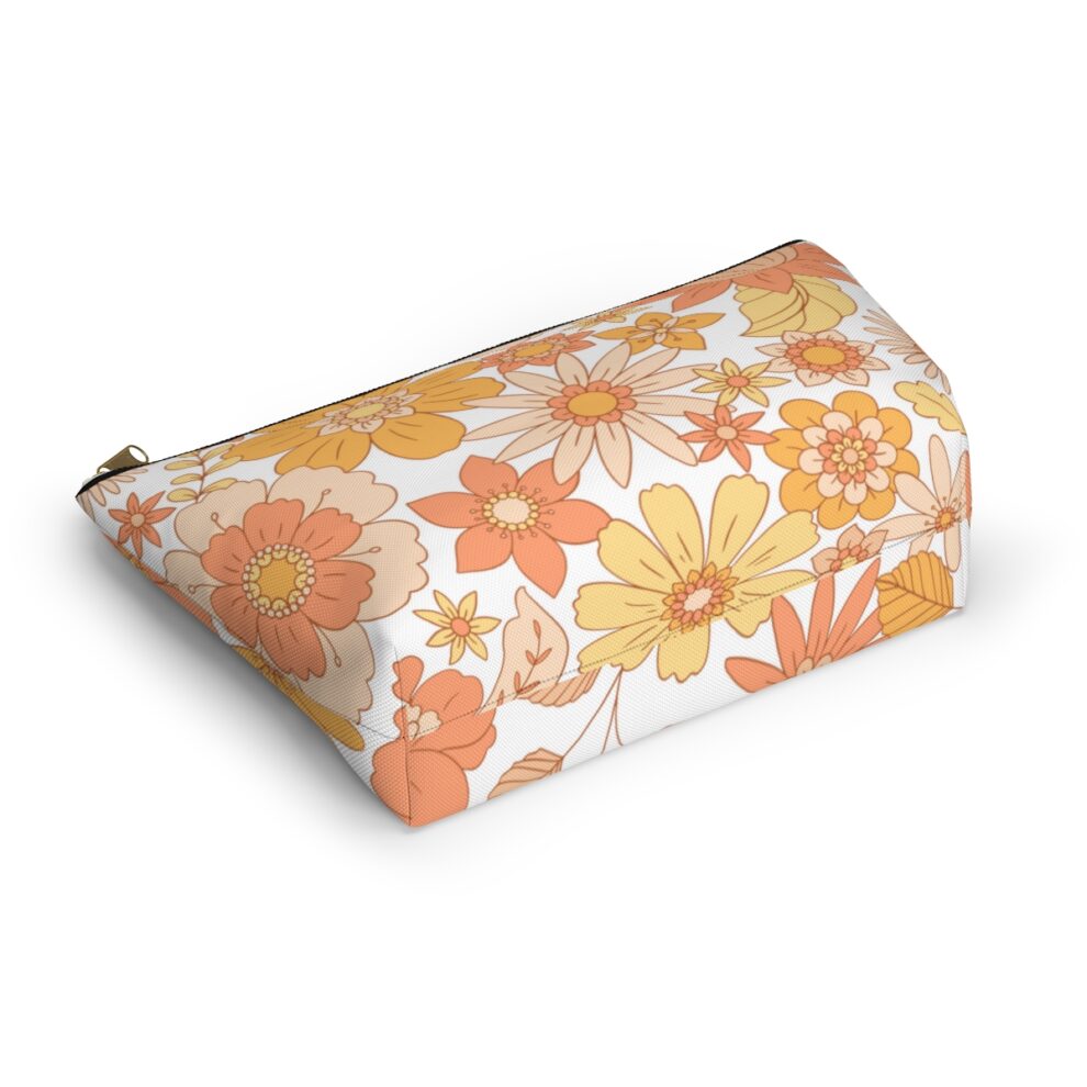 Retro Floral Makeup Pouch w T-bottom