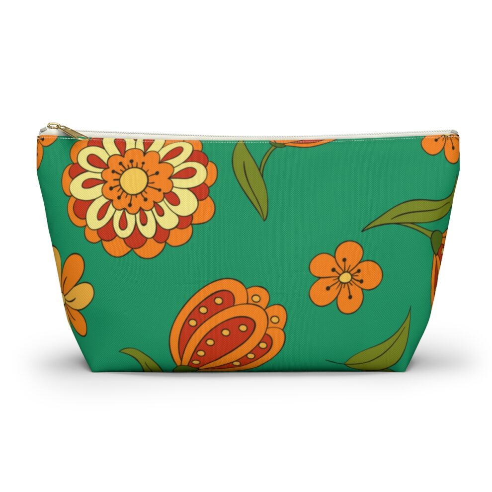 Orange Floral Boho Pouch w T-bottom