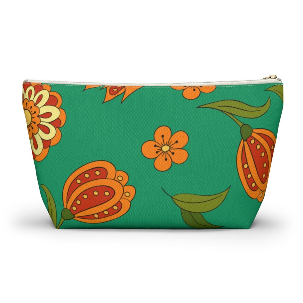 Orange Floral Boho Pouch w T-bottom