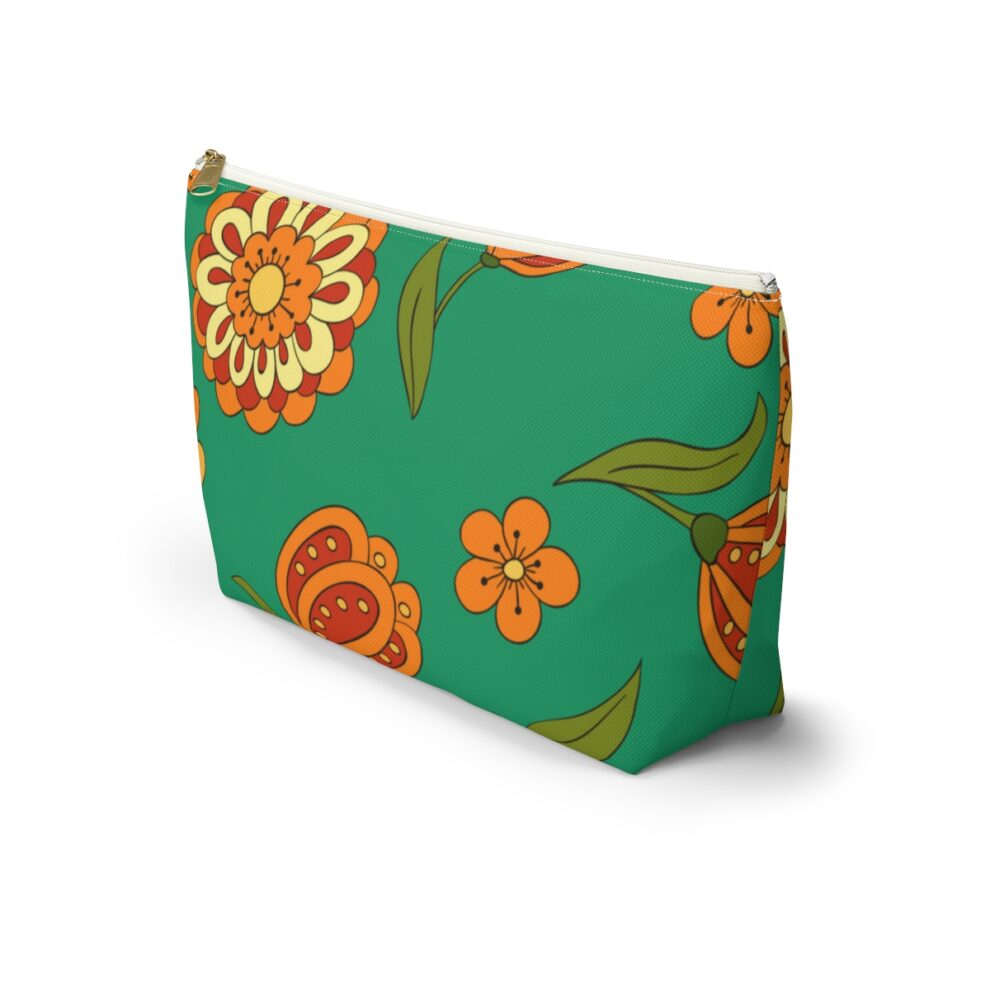Orange Floral Boho Pouch w T-bottom