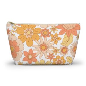 Retro Floral Makeup Pouch w T-bottom