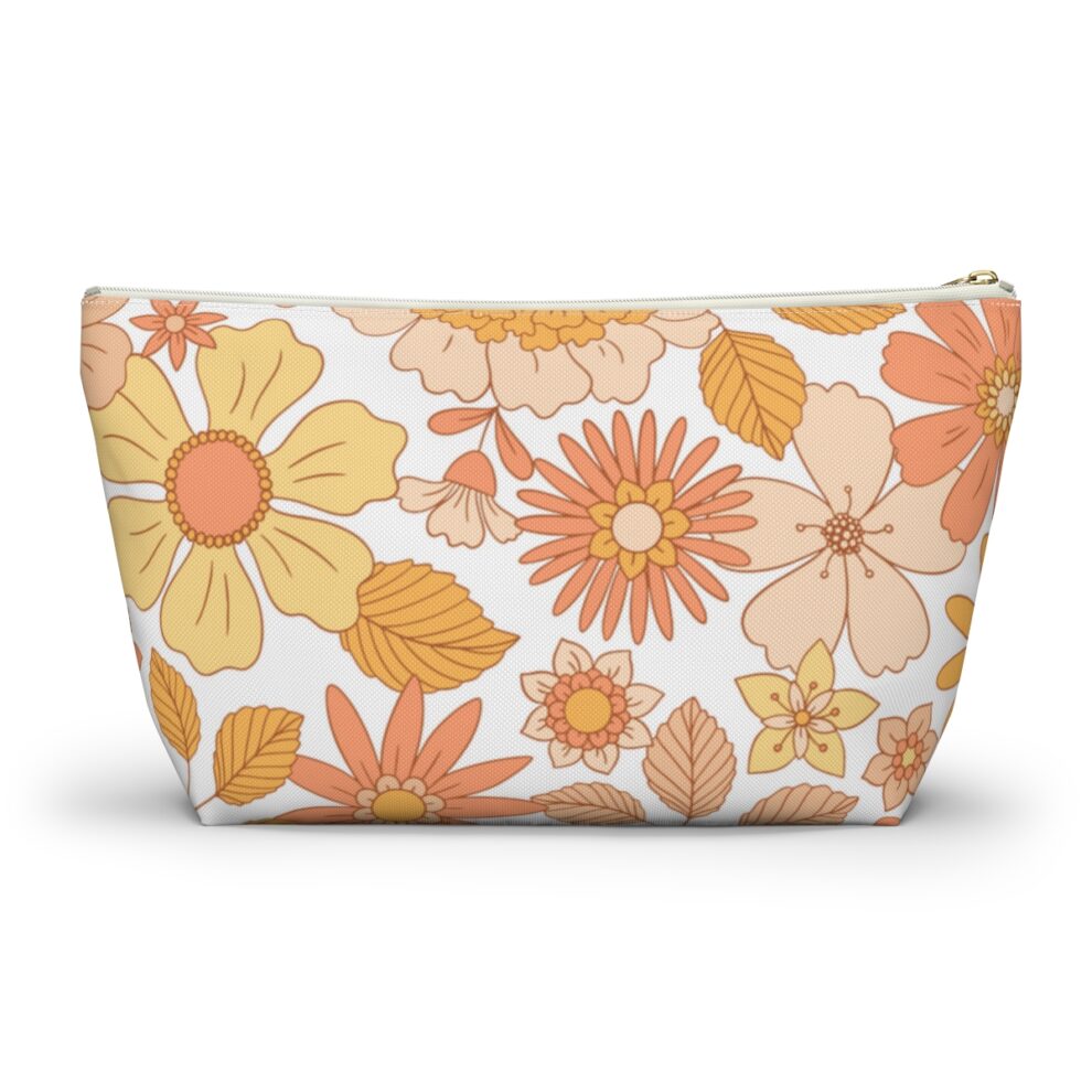 Retro Floral Makeup Pouch w T-bottom