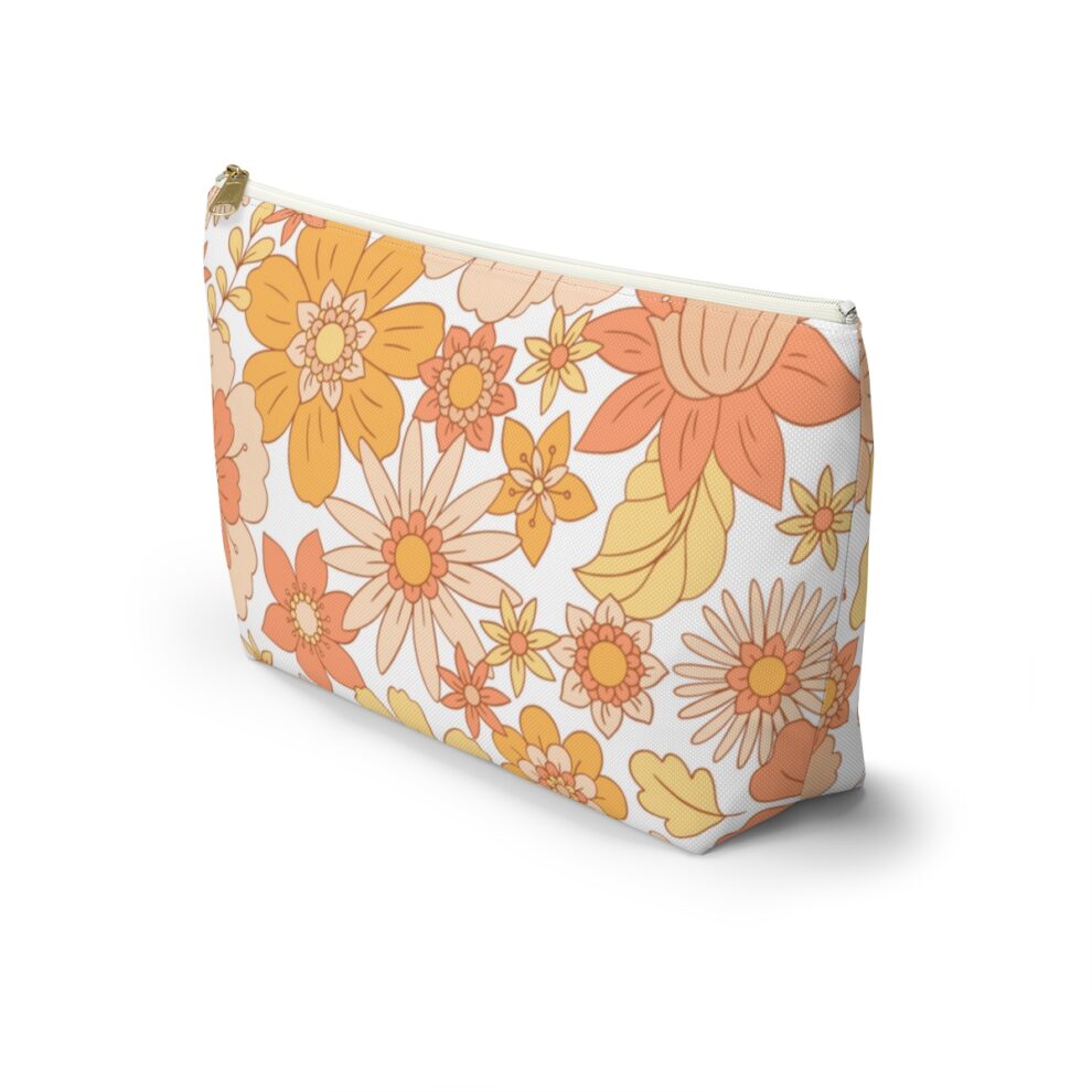 Retro Floral Makeup Pouch w T-bottom