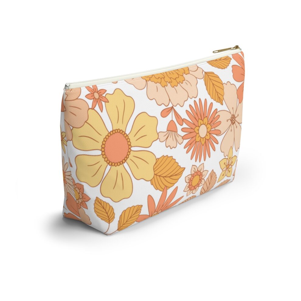 Retro Floral Makeup Pouch w T-bottom