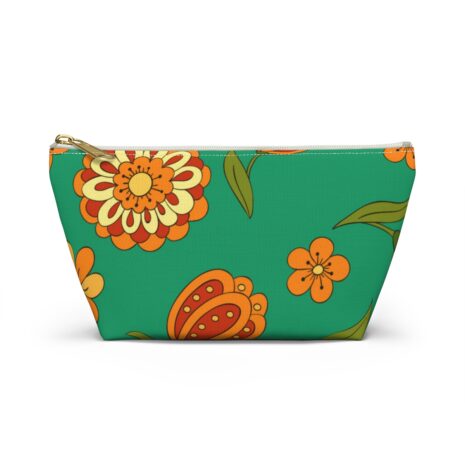 Orange Floral Boho Pouch w T-bottom
