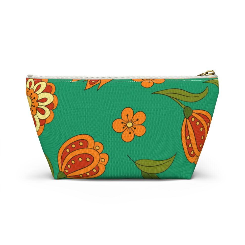 Orange Floral Boho Pouch w T-bottom