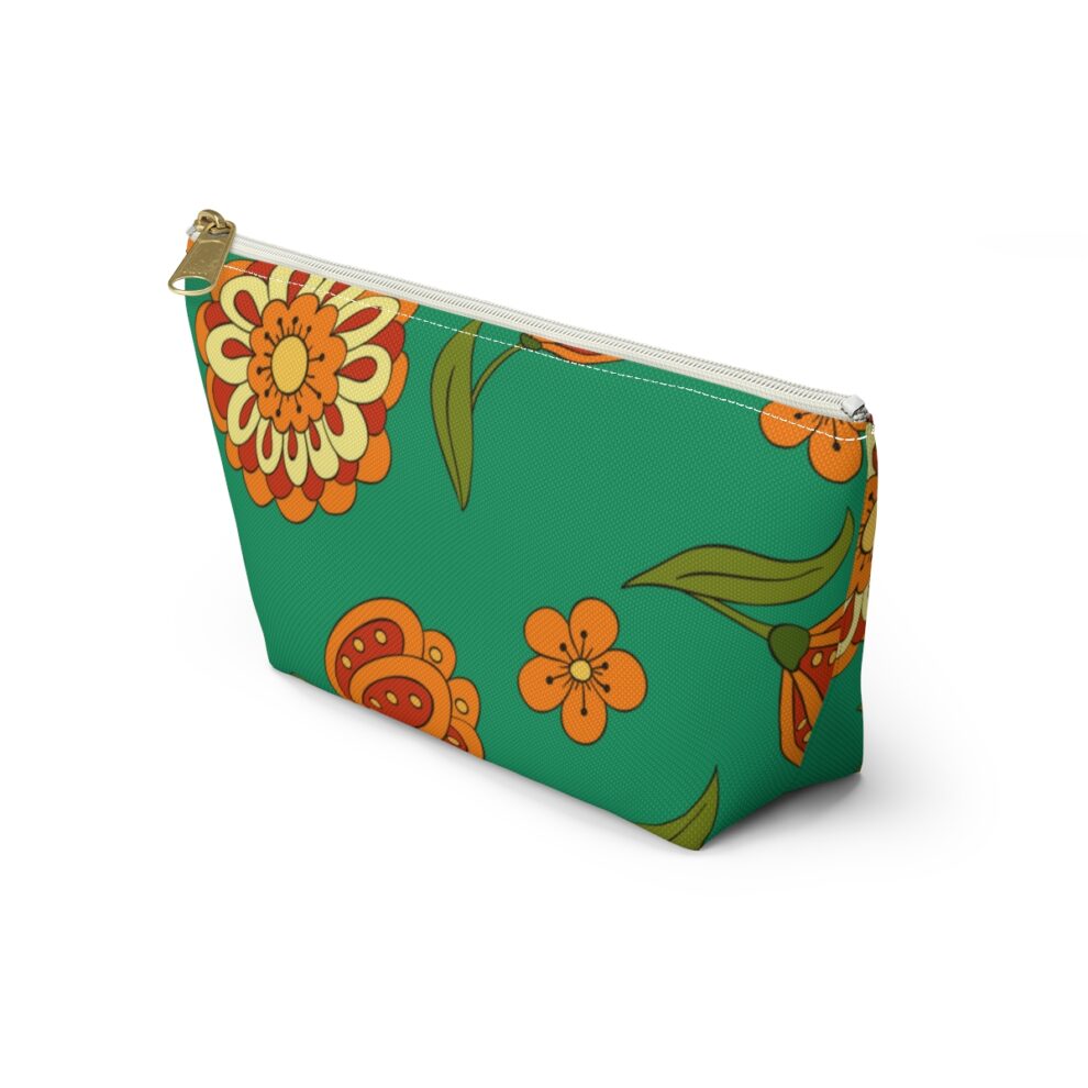 Orange Floral Boho Pouch w T-bottom