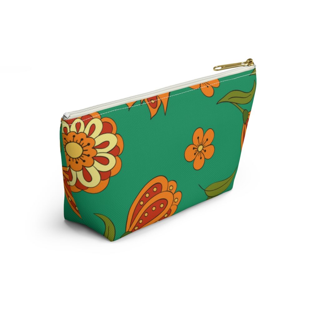 Orange Floral Boho Pouch w T-bottom
