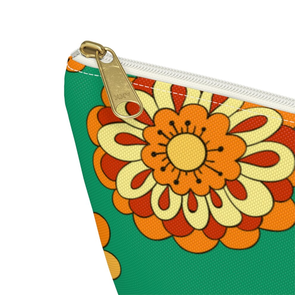 Orange Floral Boho Pouch w T-bottom