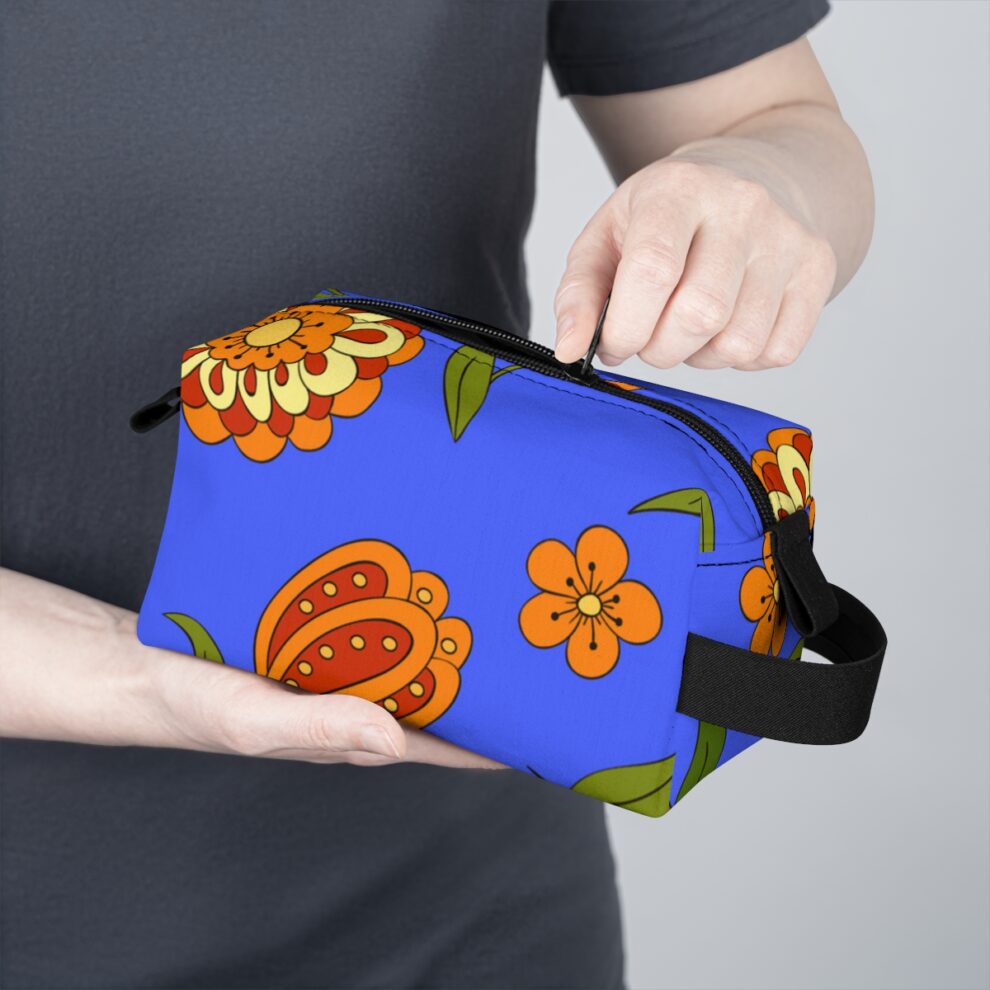 Orange Floral Toiletry Bag