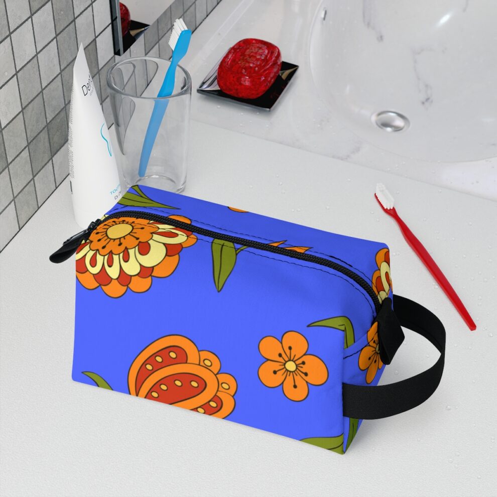 Orange Floral Toiletry Bag