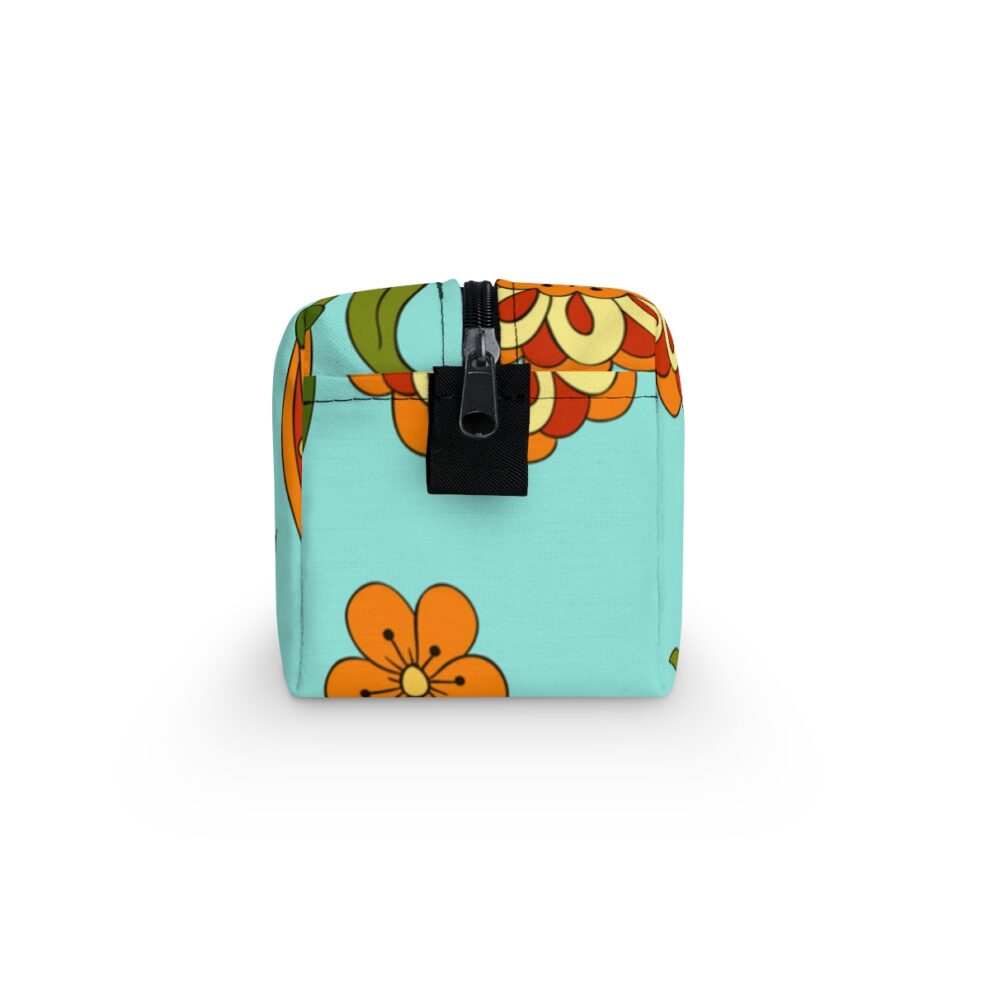 Orange Floral Teal Toiletry Travel Bag