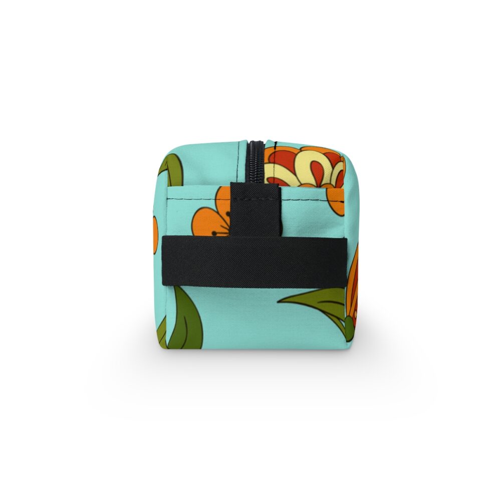 Orange Floral Teal Toiletry Travel Bag