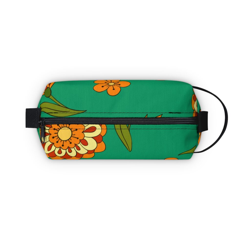Orange Floral Green Boho Toiletry Bag