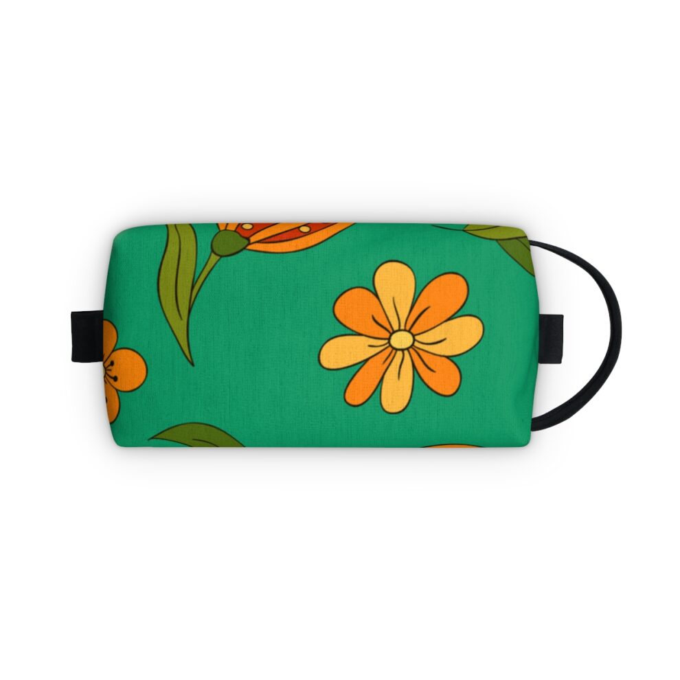 Orange Floral Green Boho Toiletry Bag