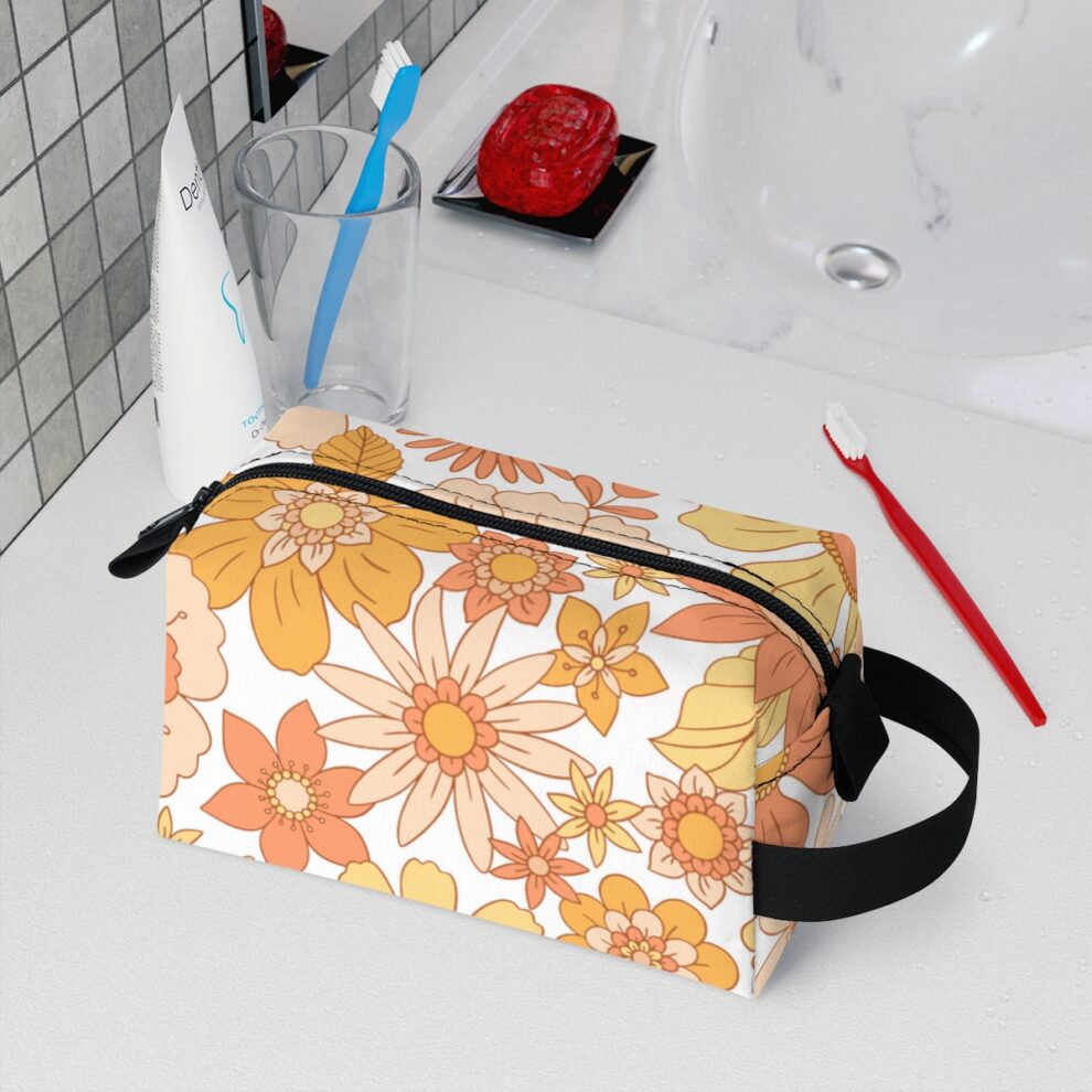 Retro Floral Cosmetic Toiletry Bag