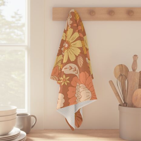 A kitchen towel hanging on the wall