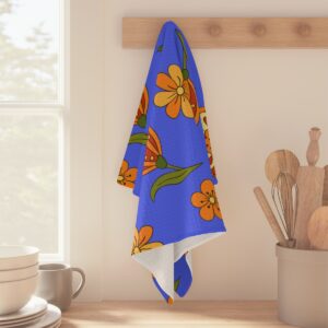 Orange Floral Boho Kitchen Towel