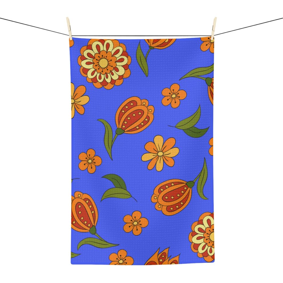 Orange Floral Boho Kitchen Towel