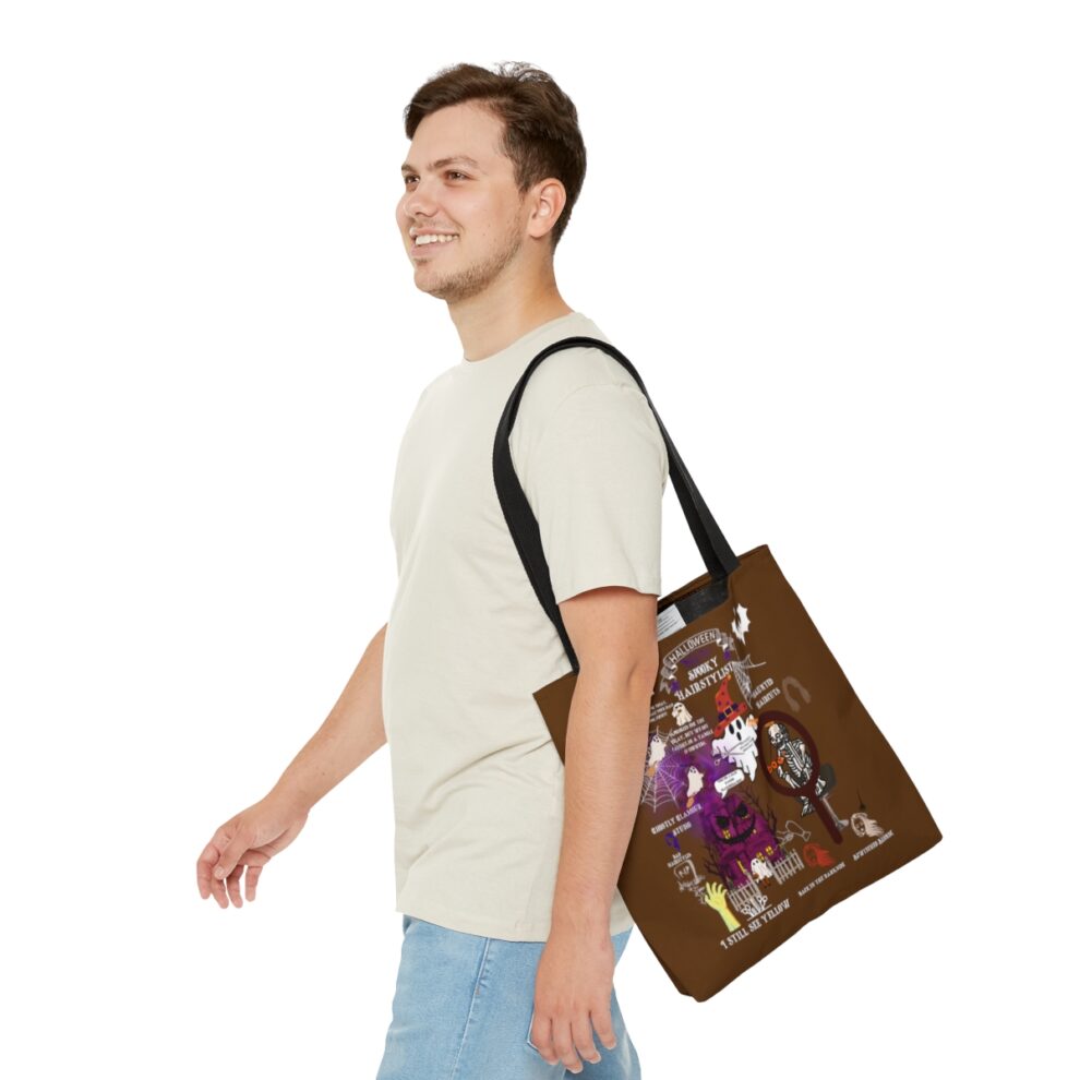 A man walking with a brown bag on his back.