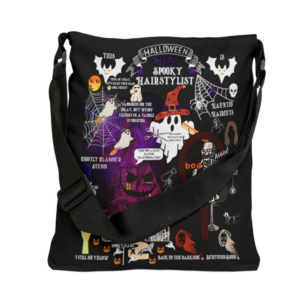A black bag with various disney characters on it.