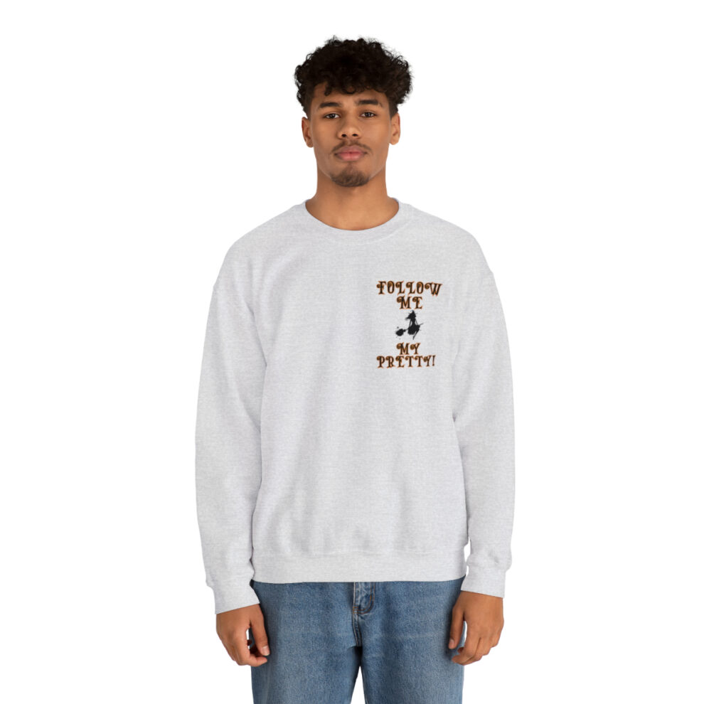 A man in white sweatshirt with words on it