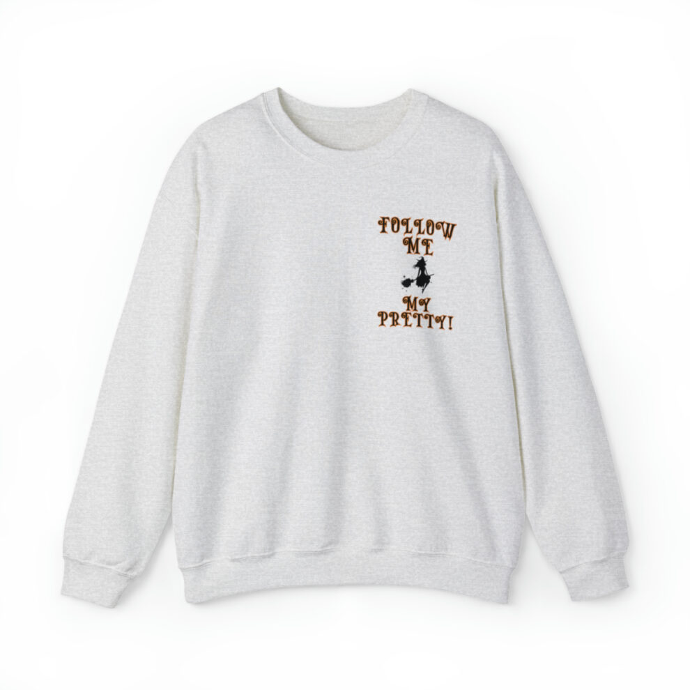 A white sweatshirt with a picture of a person on it.
